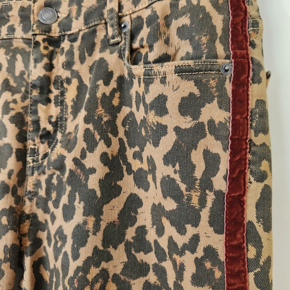 Leopard Print Velvet Trim Stretch Skinny Jeans Leggings Animal Edgy Mobwife 4 - Picture 9 of 15